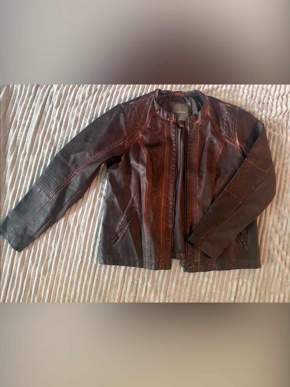Maurices Dark Brown Leather Zip-Front Jacket